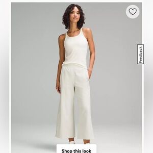 Stretch Woven High-Rise Wide-Leg Cropped Pant